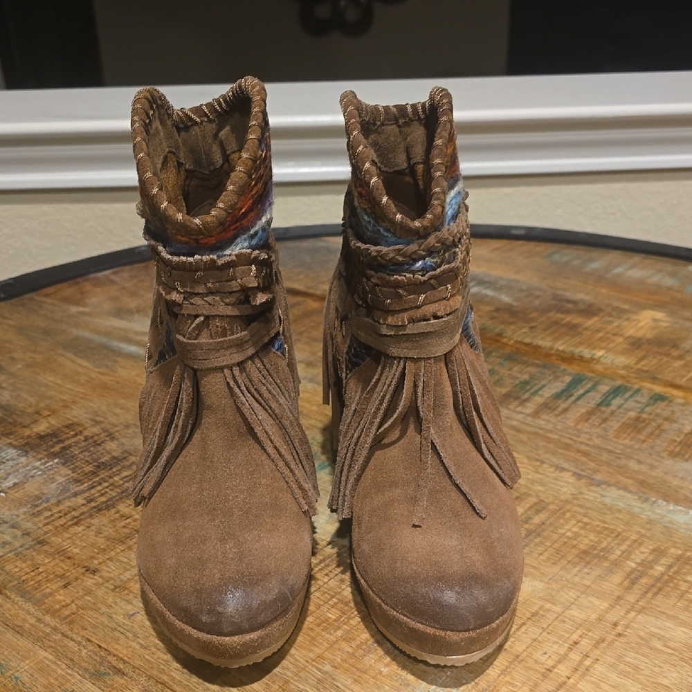 Brown Fringe Ankle Boots